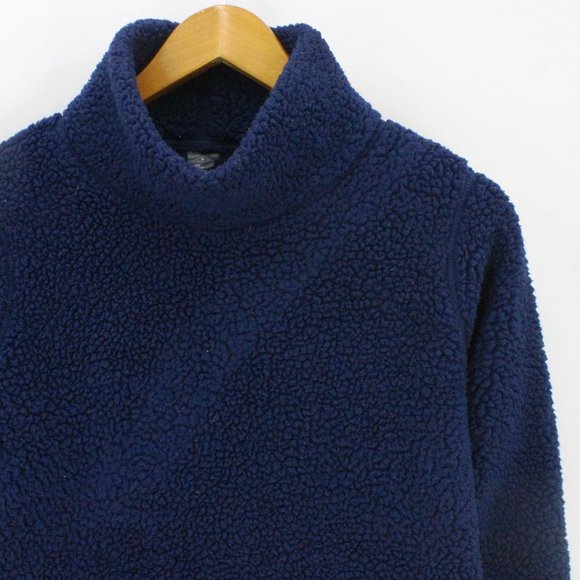 St. John Bay Sherpa Sweater Women's Petite Navy Blue Pullover Mock Neck Sz PS - Picture 2 of 8